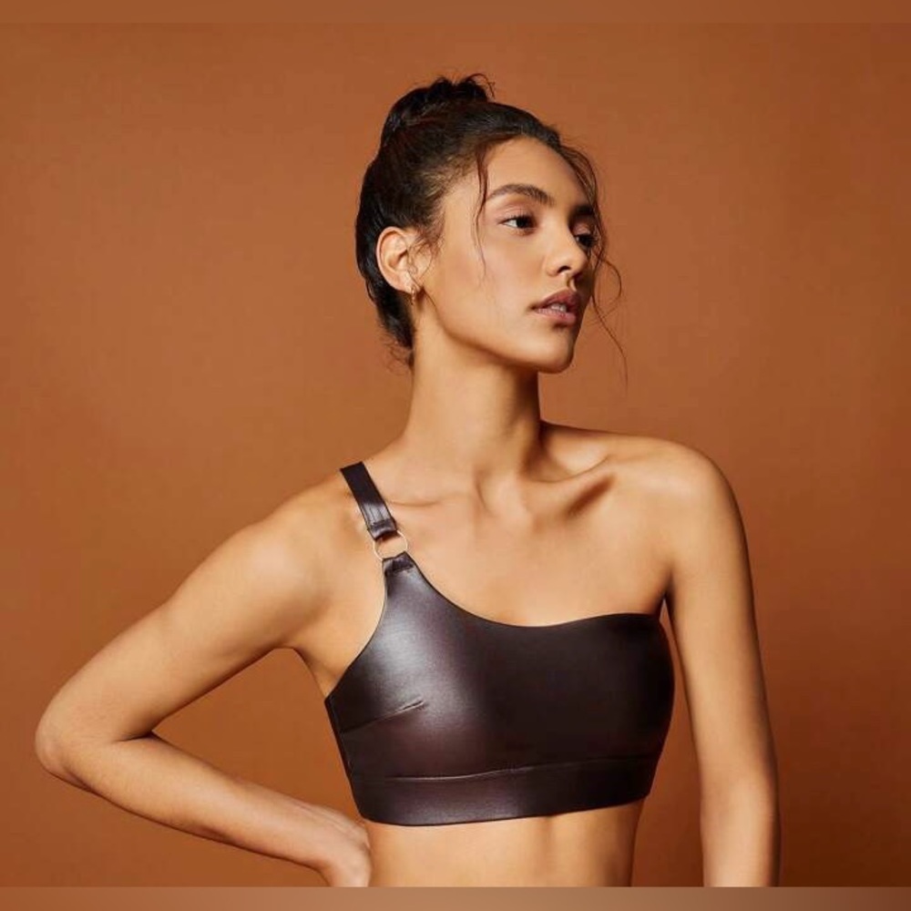 NWT Leather One Shoulder Sports Bra